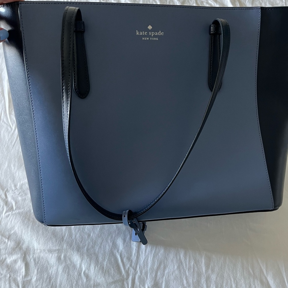 Kate Spade Blue and Black Tote Bag with Structured Design